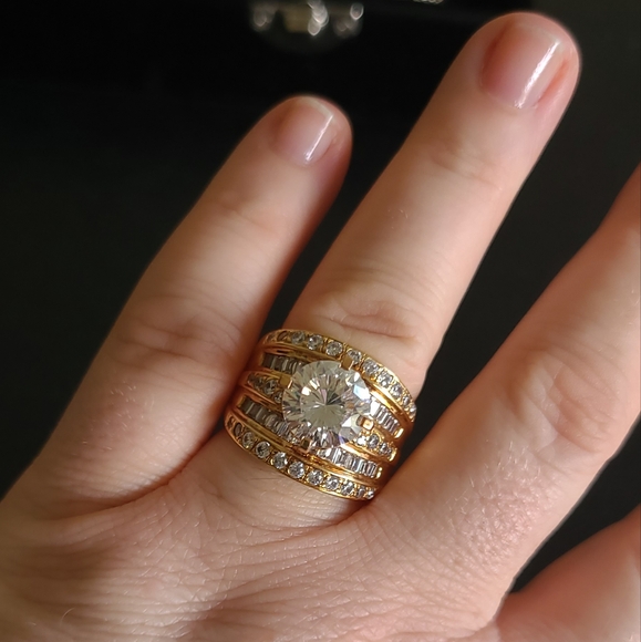 Jewelry - Gold Vermeil Sterling Ring With Cubic Zirconia
